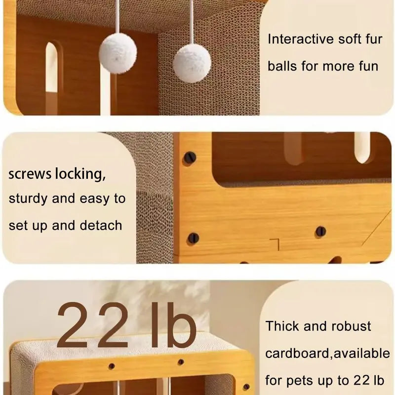2-in-1 Modern Cat Bed with Scratching Board
