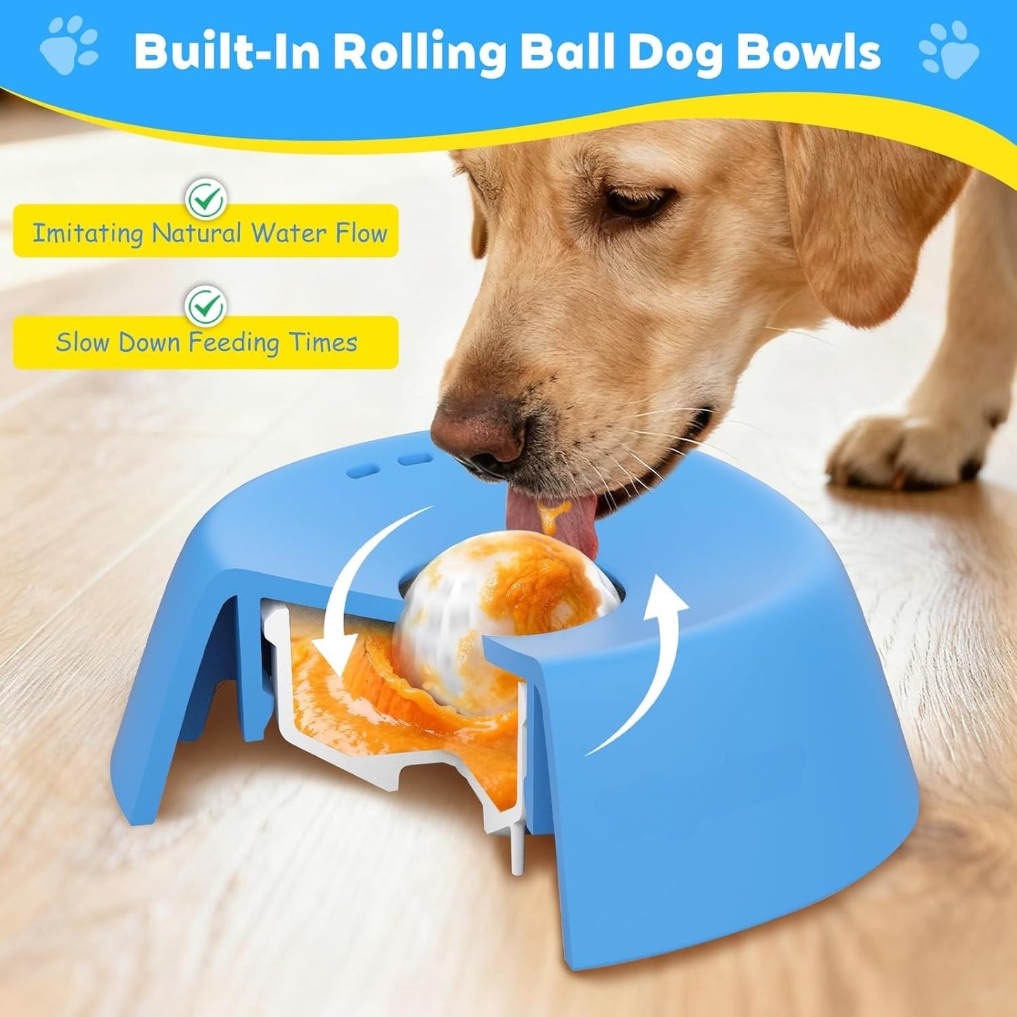 Interactive Slow Feeder Dog Bowl for Liquids