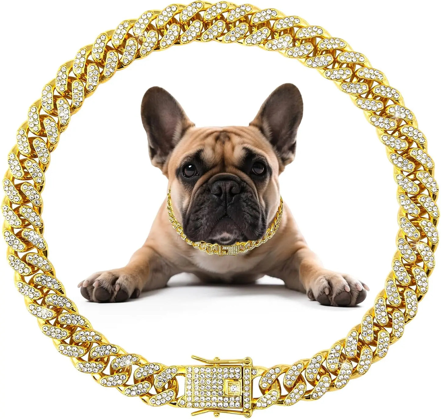 Gold Heavy Duty Metal Cuban Chain Necklace for Dogs & Cats