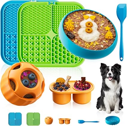 Dog Enrichment Toys 6 Pack - Lick Mat, Ball & Bowl Set