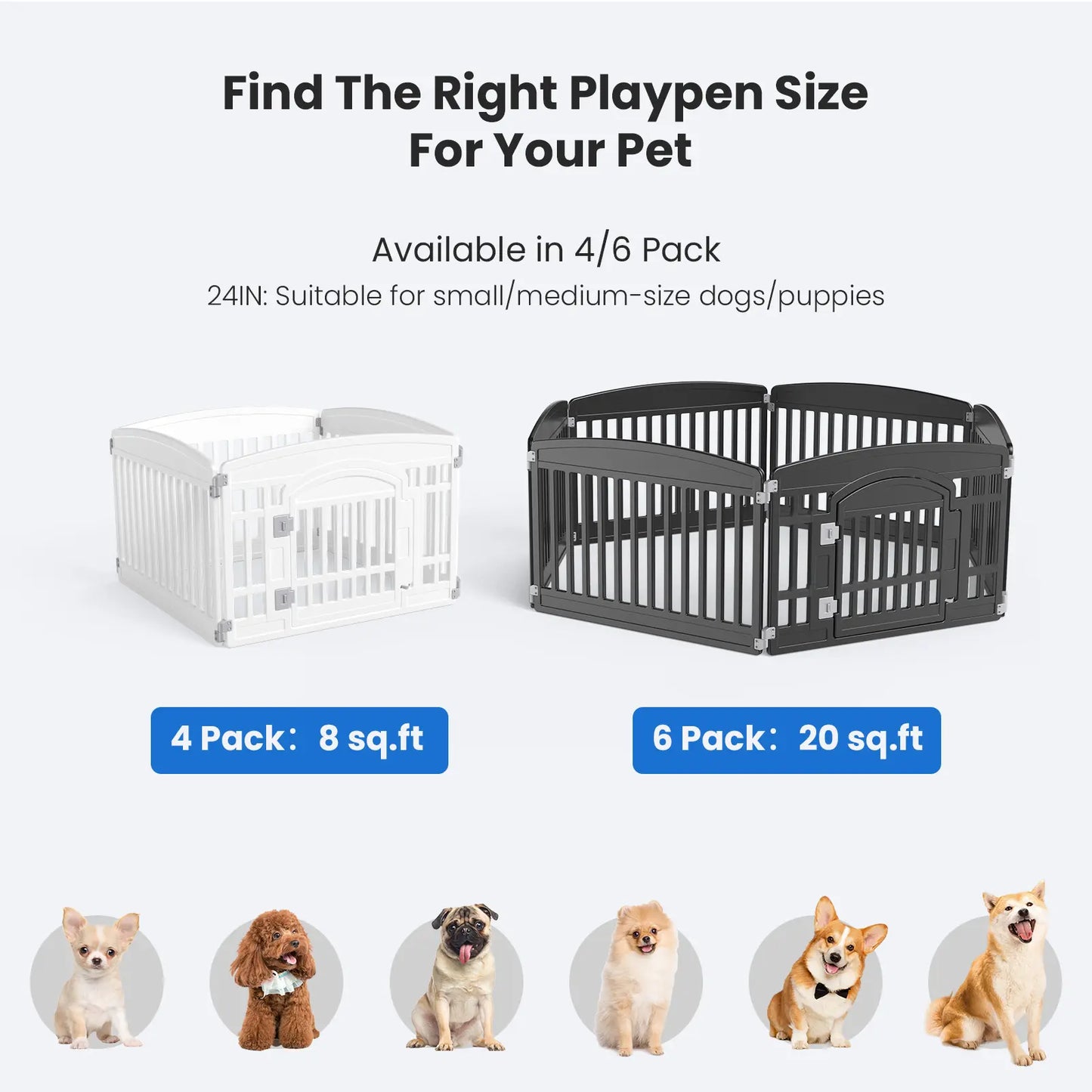 Plastic Pet Playpen with Lockable Safety Door