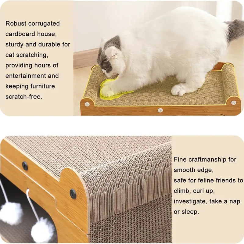 2-in-1 Modern Cat Bed with Scratching Board