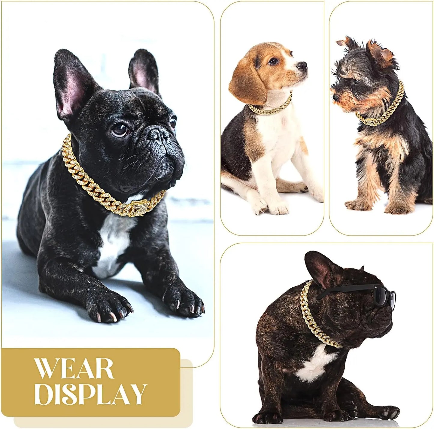 Gold Heavy Duty Metal Cuban Chain Necklace for Dogs & Cats