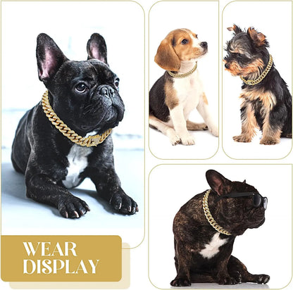 Gold Heavy Duty Metal Cuban Chain Necklace for Dogs & Cats