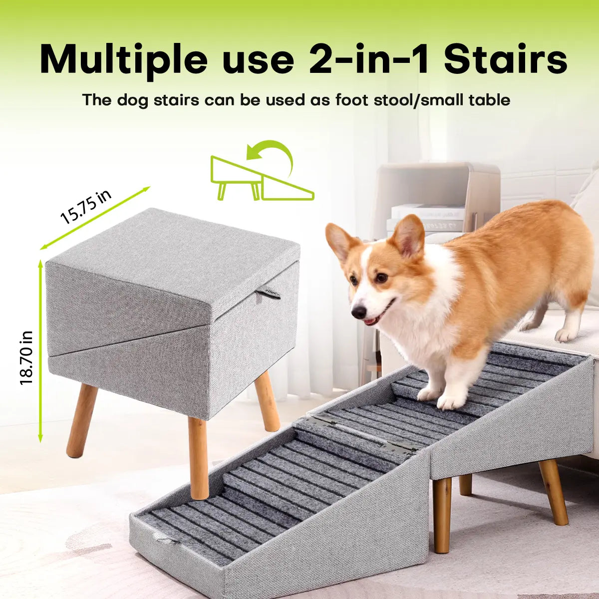 Premium Wooden Pet Ramp Ottoman Stairs