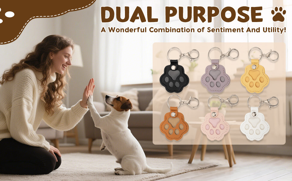 Paw Print Leather Memory Charms – Cute Dog & Cat Hair Collector for Bag, Purse & Keys