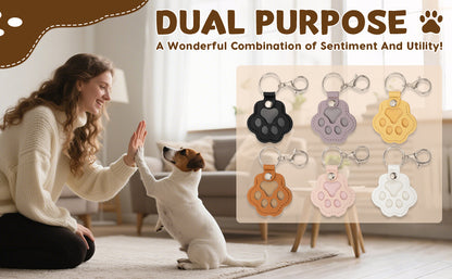 Paw Print Leather Memory Charms – Cute Dog & Cat Hair Collector for Bag, Purse & Keys