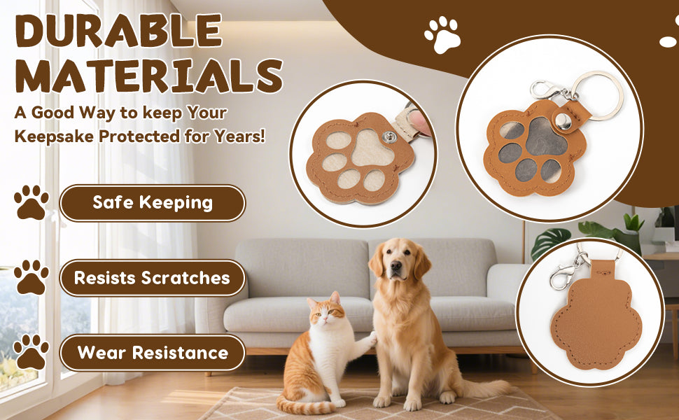 Paw Print Leather Memory Charms – Cute Dog & Cat Hair Collector for Bag, Purse & Keys