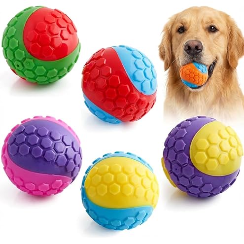 Squeaky Dog Balls – Durable Rubber Fetch Toys for Aggressive Chewers