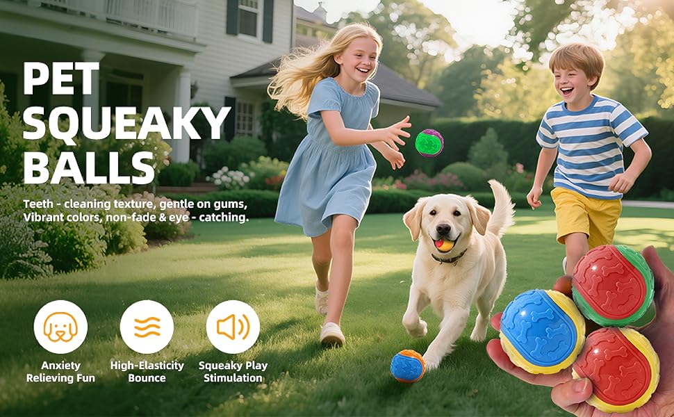 Squeaky Dog Balls – Durable Rubber Fetch Toys for Aggressive Chewers