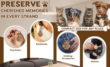Paw Print Leather Memory Charms – Cute Dog & Cat Hair Collector for Bag, Purse & Keys