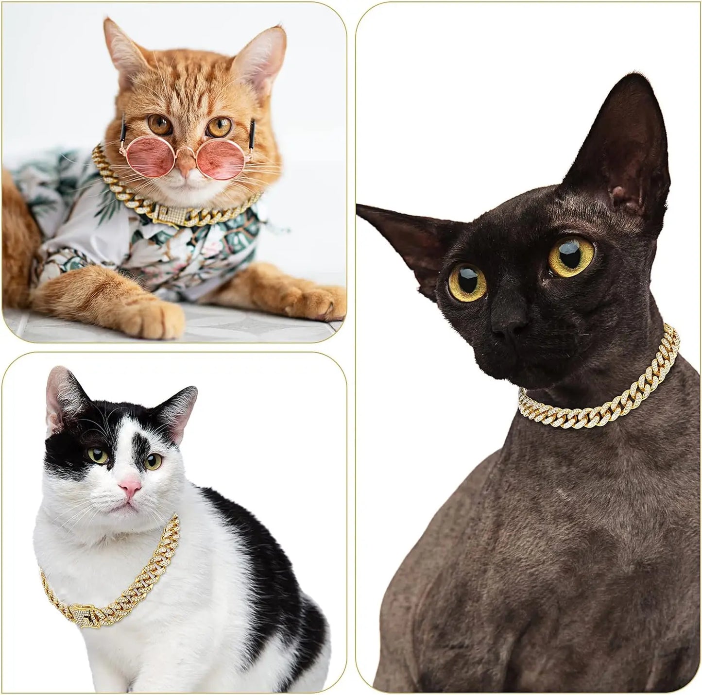 Gold Heavy Duty Metal Cuban Chain Necklace for Dogs & Cats