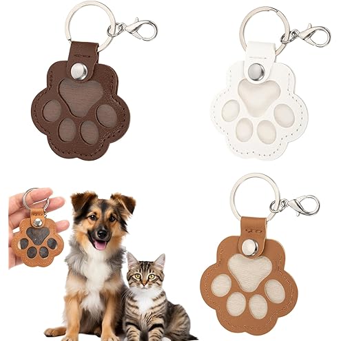 Paw Print Leather Memory Charms – Cute Dog & Cat Hair Collector for Bag, Purse & Keys