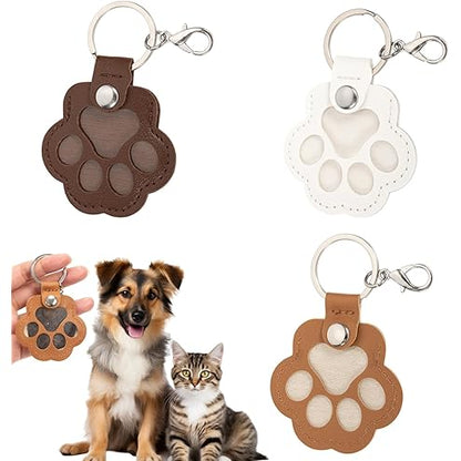 Paw Print Leather Memory Charms – Cute Dog & Cat Hair Collector for Bag, Purse & Keys