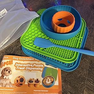 Dog Enrichment Toys 6 Pack - Lick Mat, Ball & Bowl Set