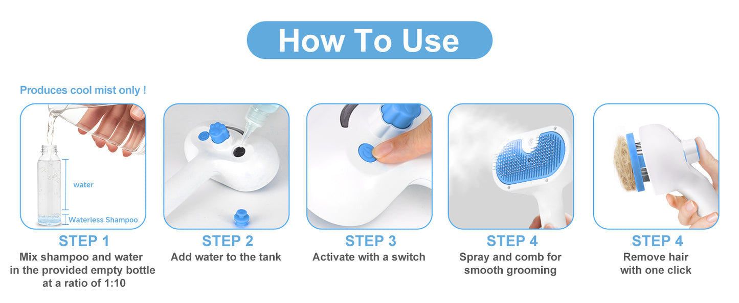 3-in-1 Ultrasonic Pet Steam Brush