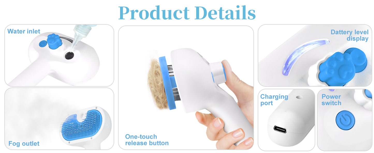 3-in-1 Ultrasonic Pet Steam Brush