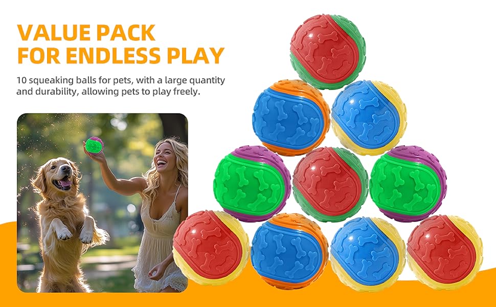 Squeaky Dog Balls – Durable Rubber Fetch Toys for Aggressive Chewers