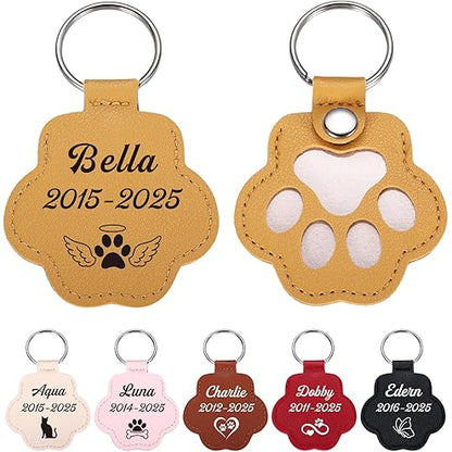 Paw Print Leather Memory Charms – Cute Dog & Cat Hair Collector for Bag, Purse & Keys