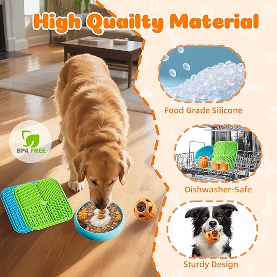 Dog Enrichment Toys 6 Pack - Lick Mat, Ball & Bowl Set