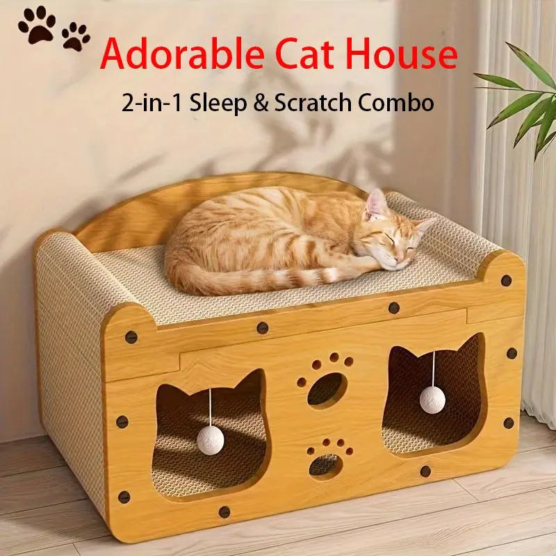 2-in-1 Modern Cat Bed with Scratching Board