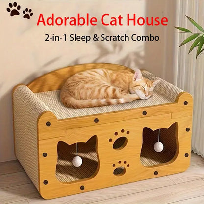 2-in-1 Modern Cat Bed with Scratching Board