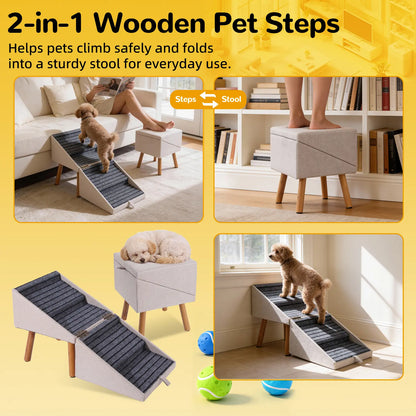 Premium Wooden Pet Ramp Ottoman Stairs