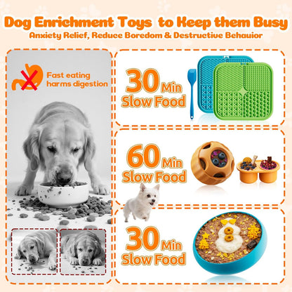 Dog Enrichment Toys 6 Pack - Lick Mat, Ball & Bowl Set