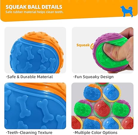 Squeaky Dog Balls – Durable Rubber Fetch Toys for Aggressive Chewers