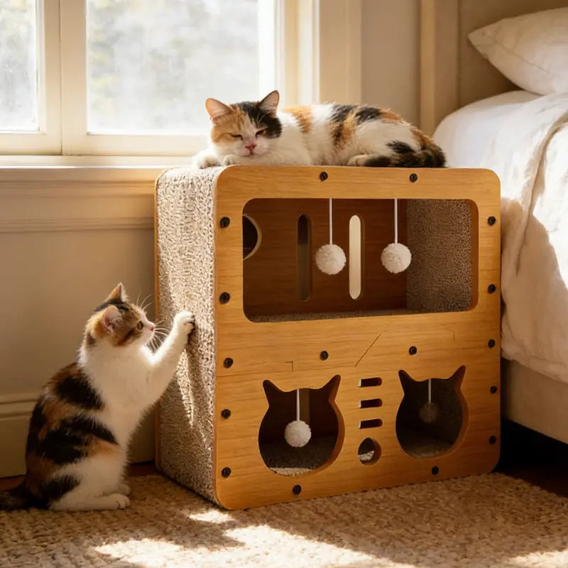 2-in-1 Modern Cat Bed with Scratching Board