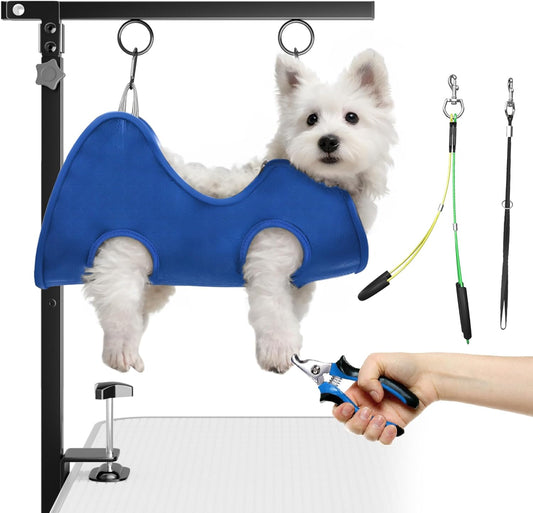 Foldable Dog Grooming Arm with Clamp & Hammock