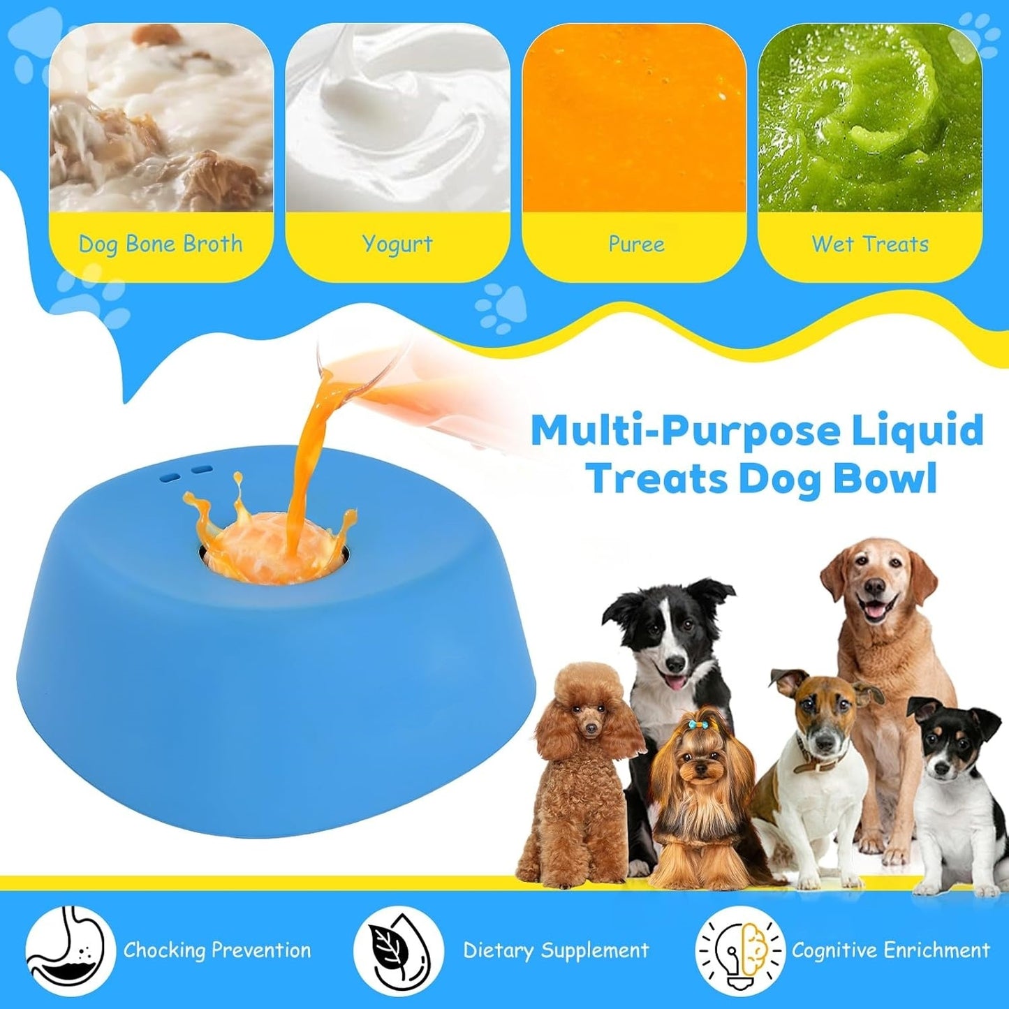 Interactive Slow Feeder Dog Bowl for Liquids