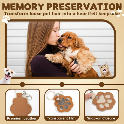 Paw Print Leather Memory Charms – Cute Dog & Cat Hair Collector for Bag, Purse & Keys