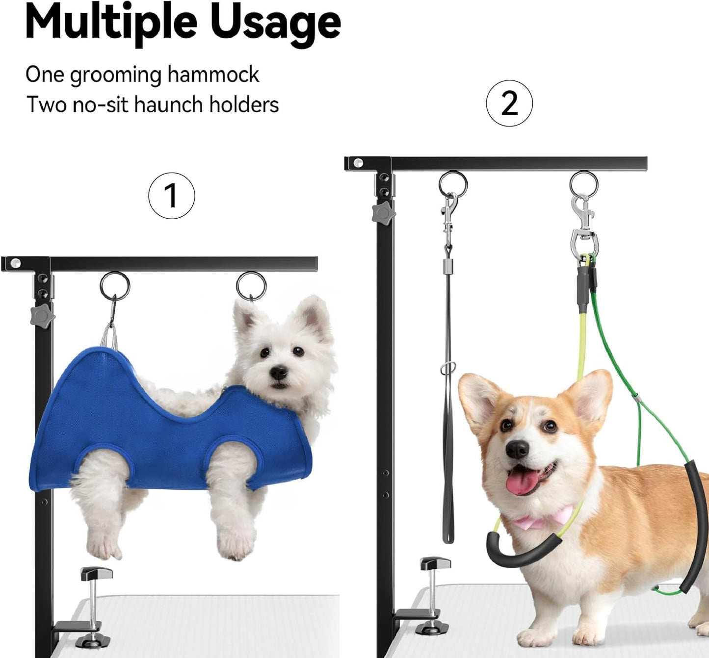 Foldable Dog Grooming Arm with Clamp & Hammock