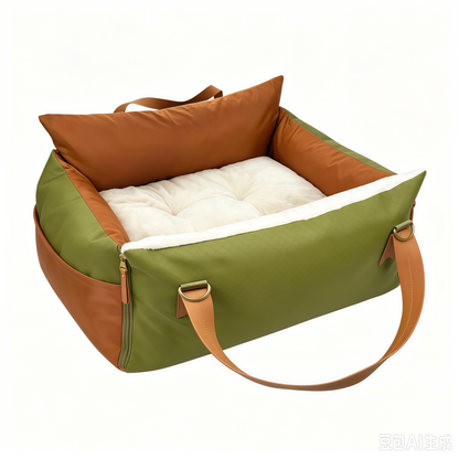 Olive Green Luxury Dog Car Seat