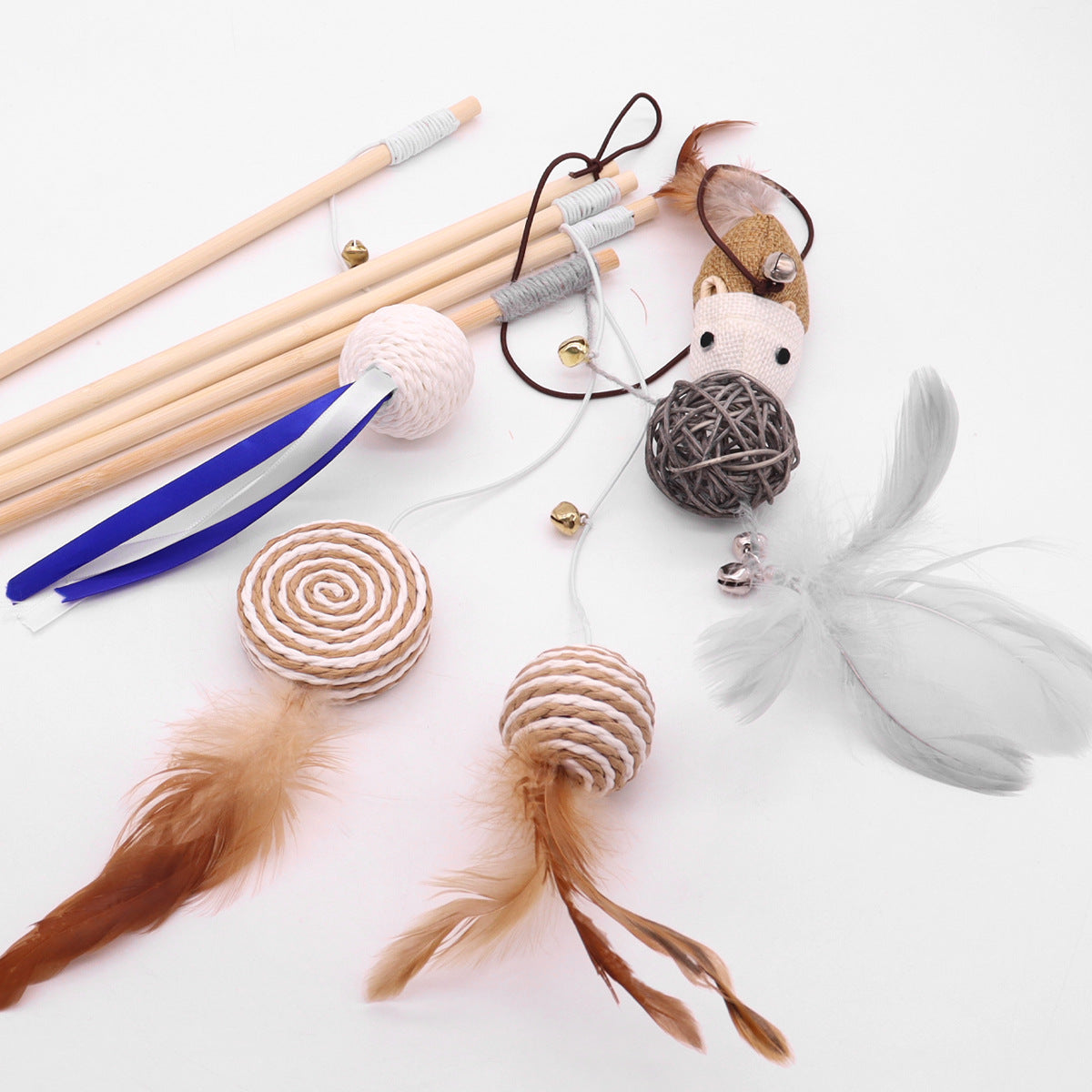 18-Piece Interactive Cat Feather Wand Set - Ultimate Exercise & Play Kit
