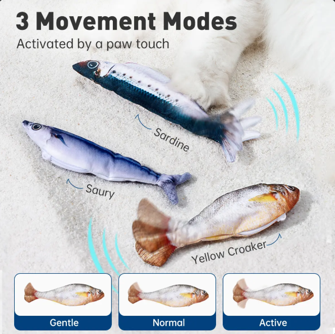 3-Pack Interactive Flopping Fish Cat Toys