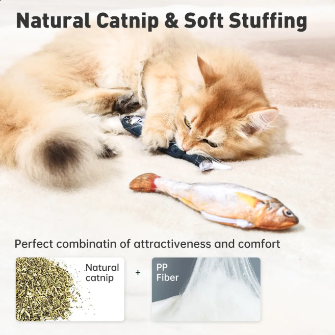 3-Pack Interactive Flopping Fish Cat Toys