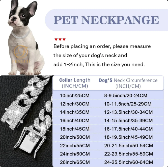 Silver Luxury Bling Diamond Cuban Link Dog Collar