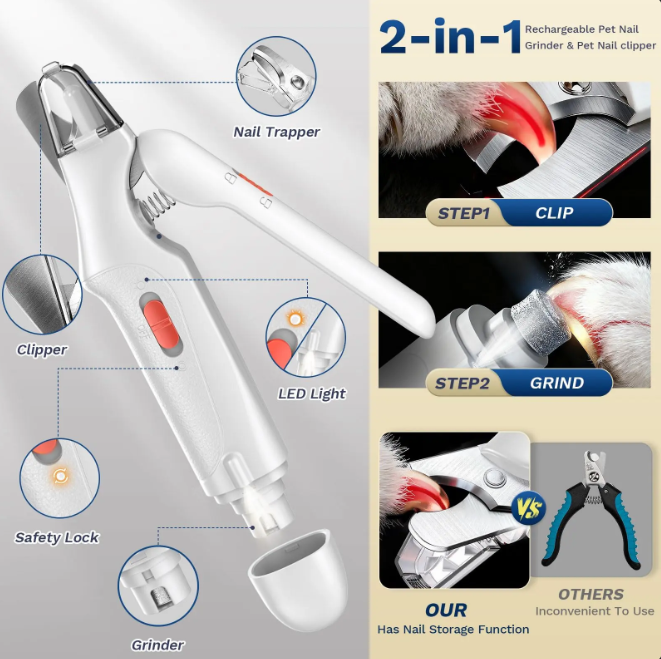 2-in-1 Professional Pet Nail Clipper & Grinder