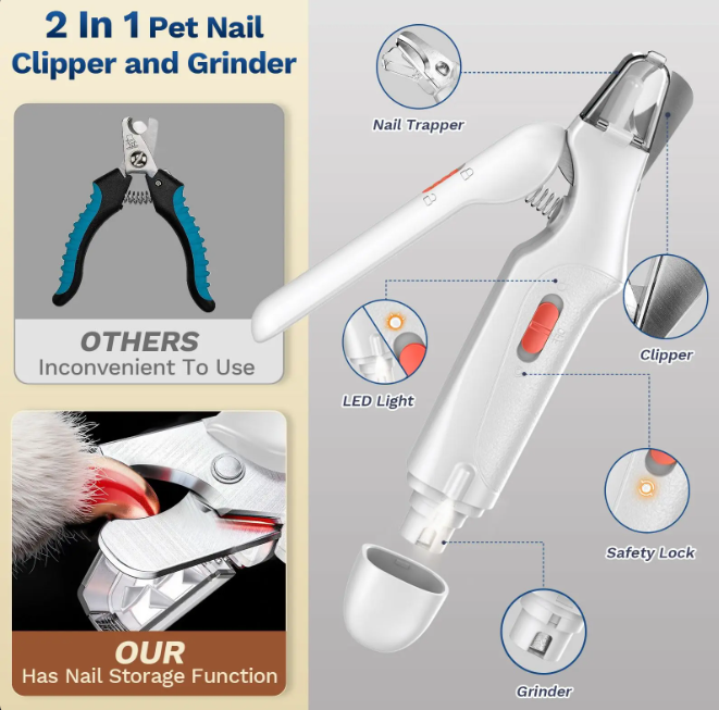 2-in-1 Professional Pet Nail Clipper & Grinder
