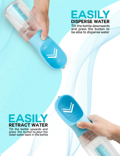 3-in-1 Portable Water Bottle with Integrated Snack Container & Poop Bag Dispenser