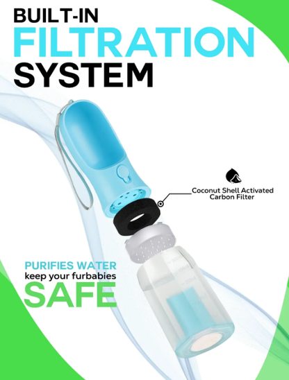 3-in-1 Portable Water Bottle with Integrated Snack Container & Poop Bag Dispenser