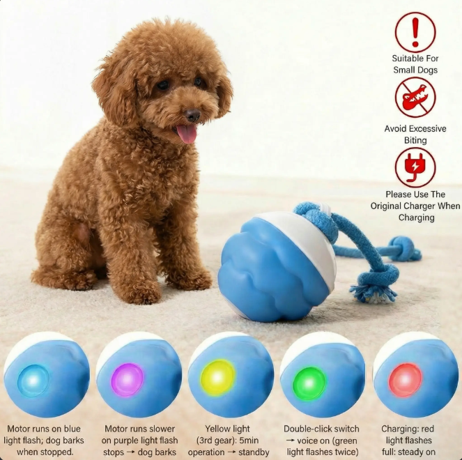 Activated Blue Rolling Ball with Squeaker