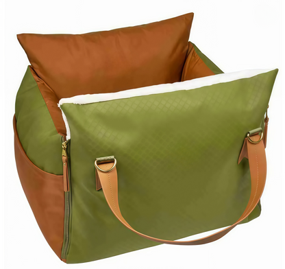 Olive Green Luxury Dog Car Seat