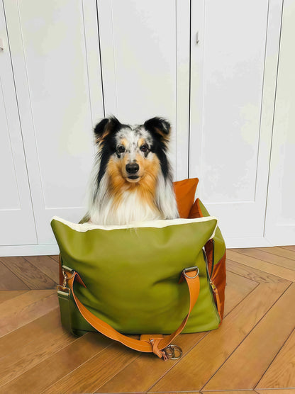 Olive Green Luxury Dog Car Seat