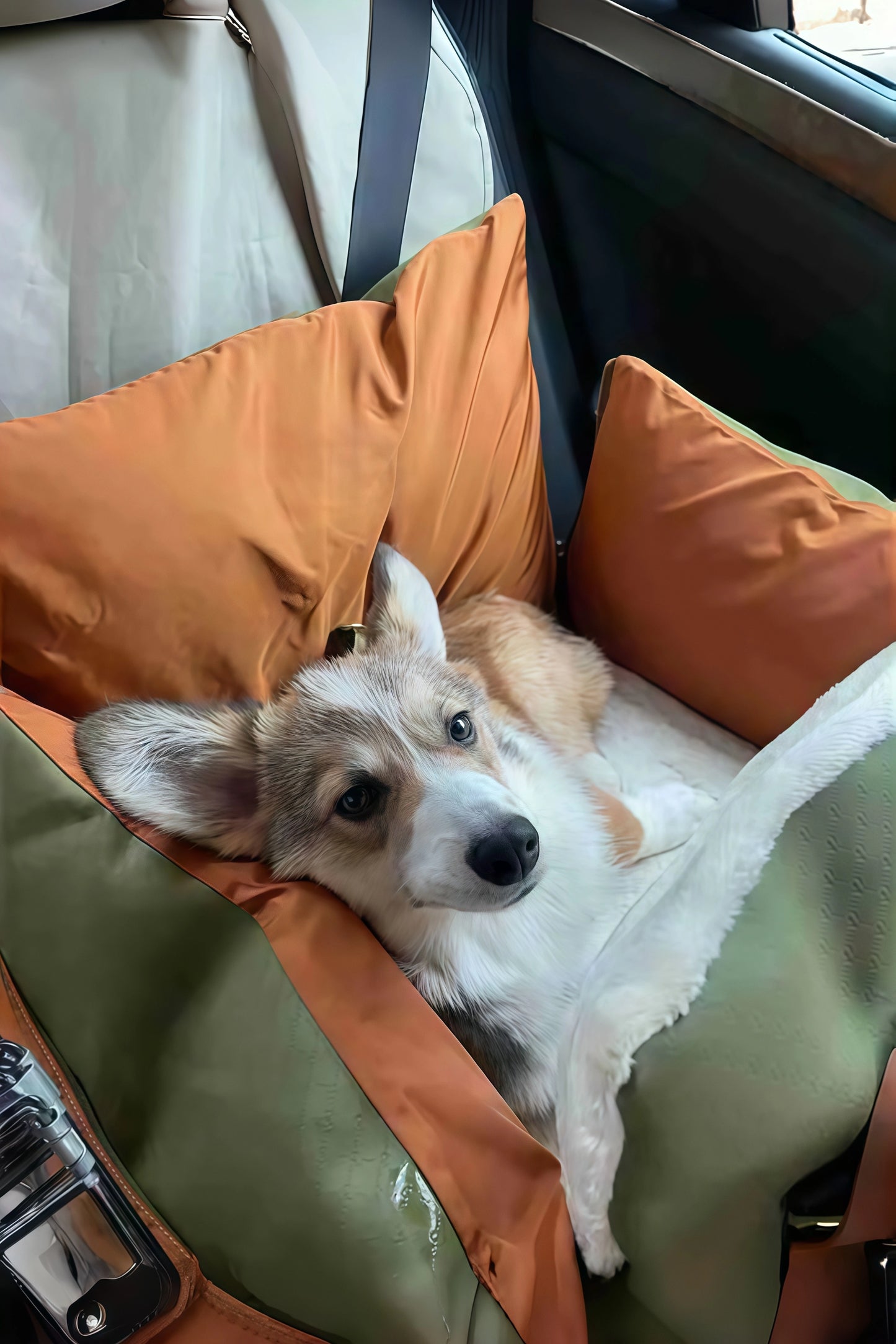 Olive Green Luxury Dog Car Seat