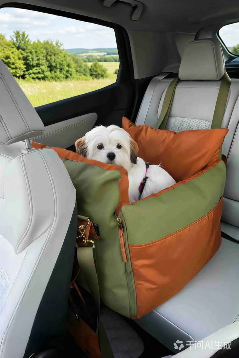Olive Green Luxury Dog Car Seat